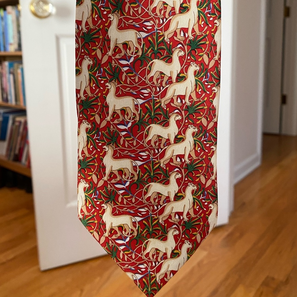 Burberry Silk red tie with animal pattern